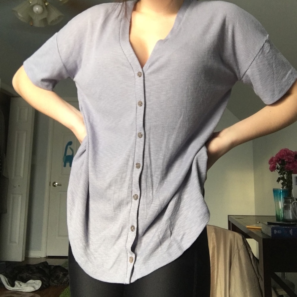 Super cute button down t-shirt blouse.